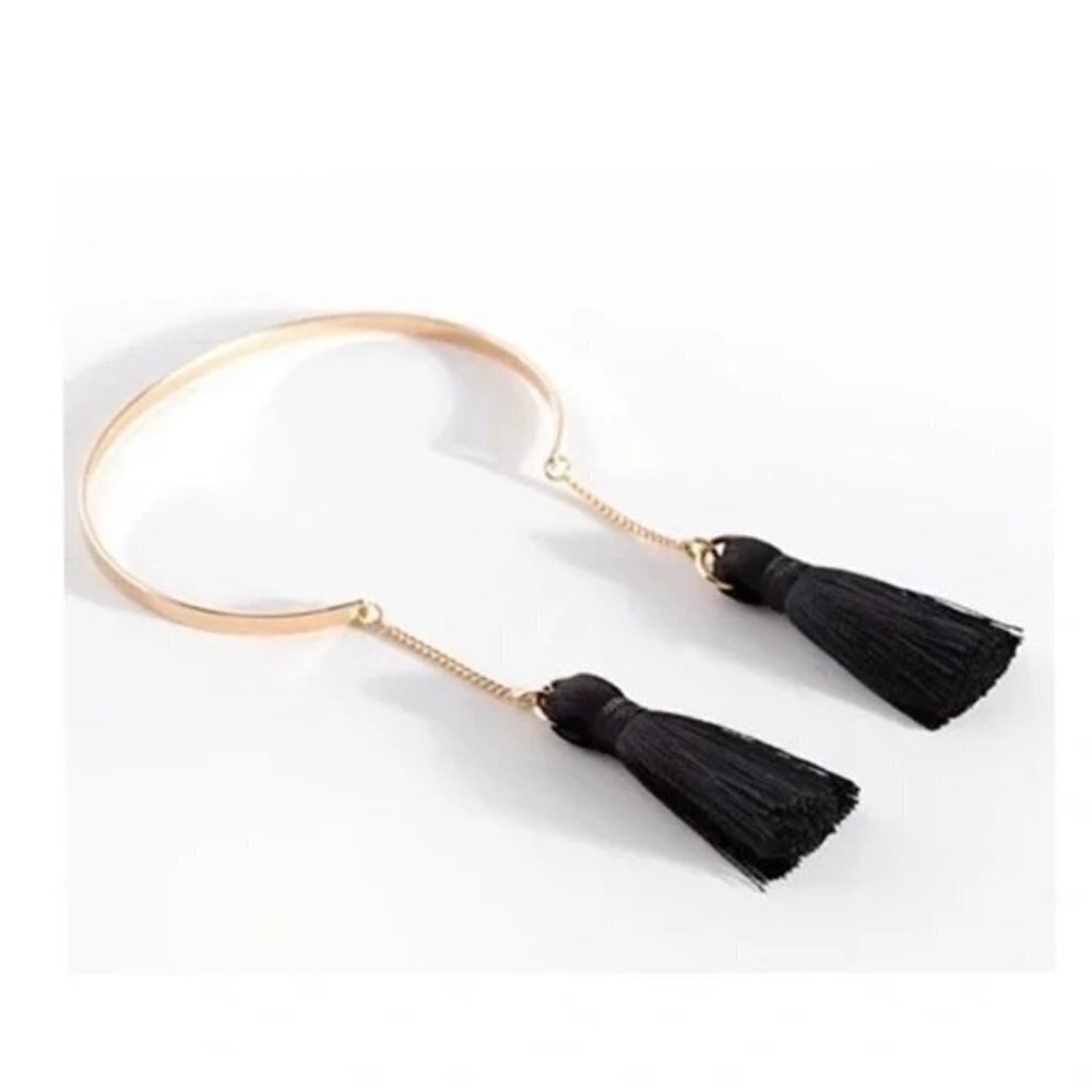 NIB | Anthropologie | Shiraleah Chicago Tallulah Bracelet Gold w/ Black Tassels